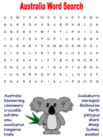Australia wordsearch