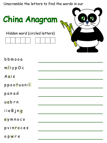 China anagram