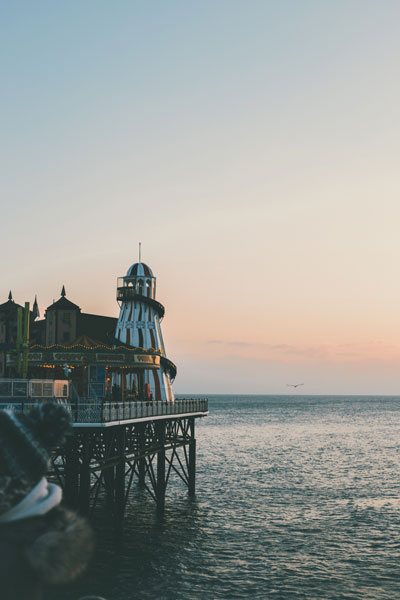 lighthouse slide on a pier
