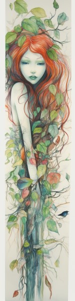 pencil crayon drawing of forest dryad, Eudora 