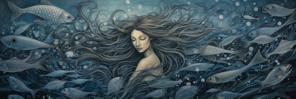 nereid pencil crayon artwork