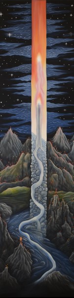 Mount Olympus pencil crayon drawing