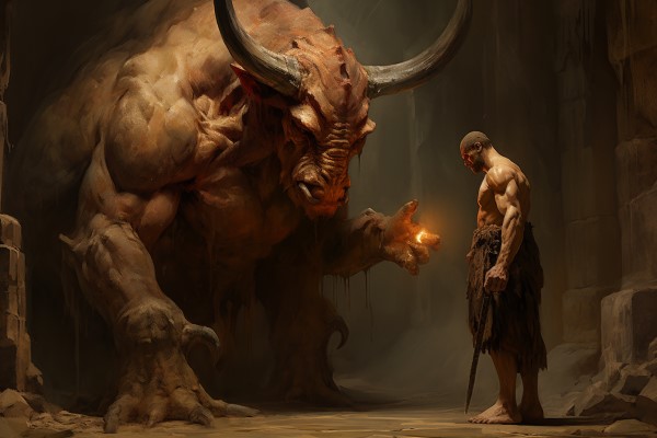 The Greek hero Theseus and the Minotaur