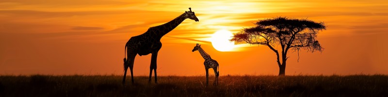 photo of giraffes at sunrise