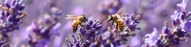 photo of bees harvesting lavender