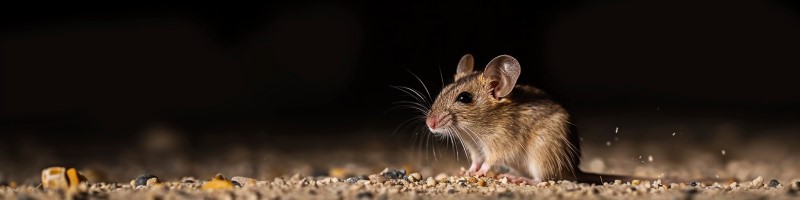 nighttime photo of a kangaroo rat in the mojave desert