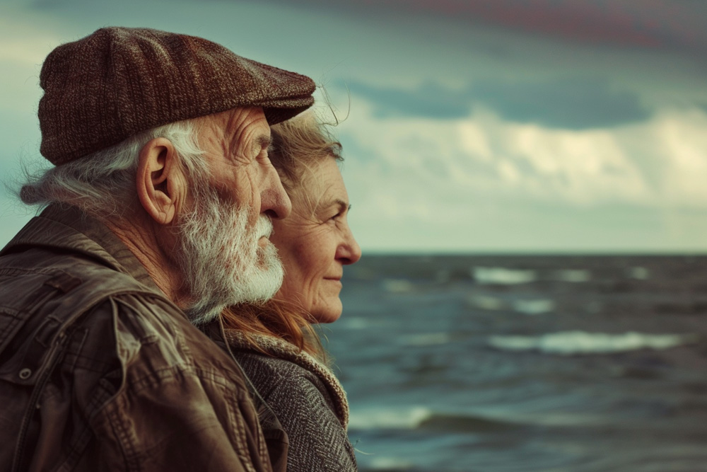 digital photo of Samuel and Eliza staring out to sea
