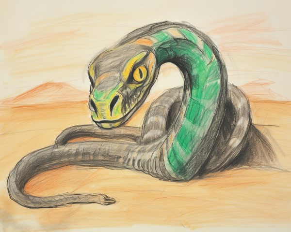 drawing of the snake on the island