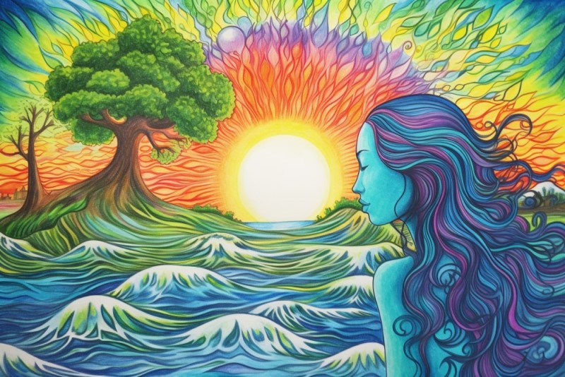 artwork of Calypso and her island