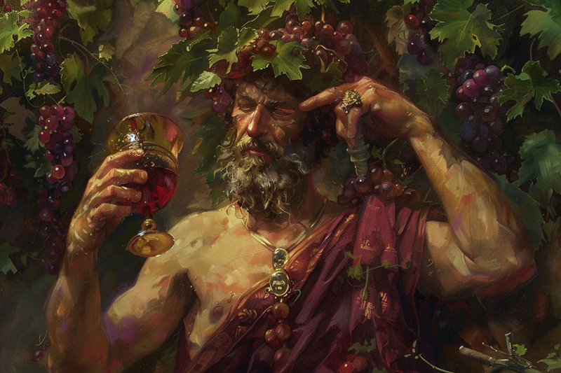 digital art of Dionysus, God of Wine and Festivity with his cup
