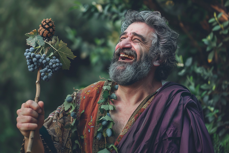 digital art of Dionysus, God of Wine and Festivity with his thyrus