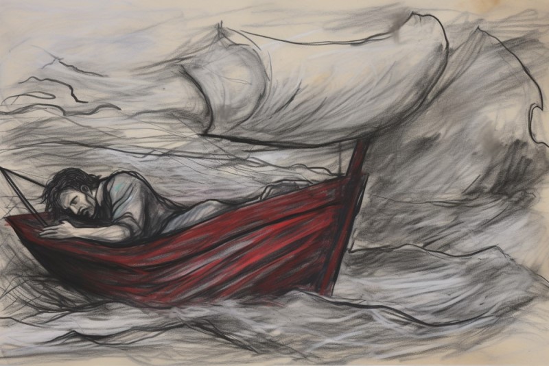 drawing of the shipwrecked odysseus