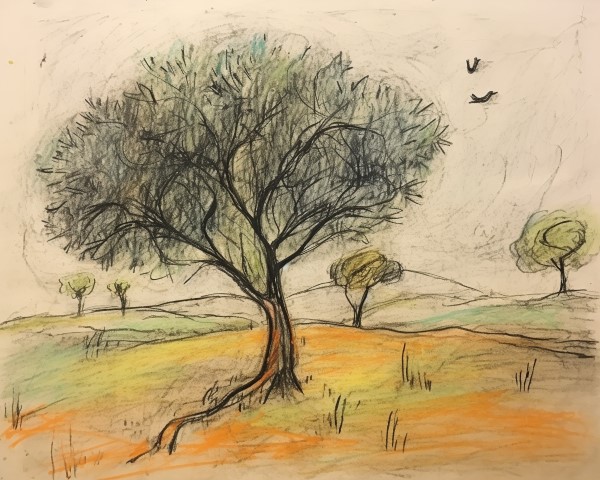 sketch of an olive tree