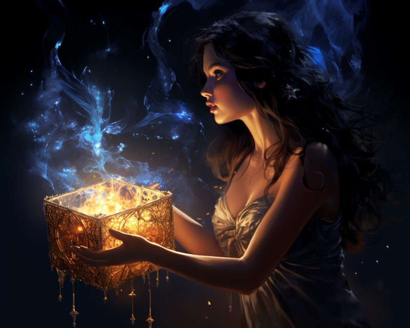 artwork of Pandora releasing hope