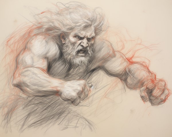 pencil crayon drawing of Hercules
