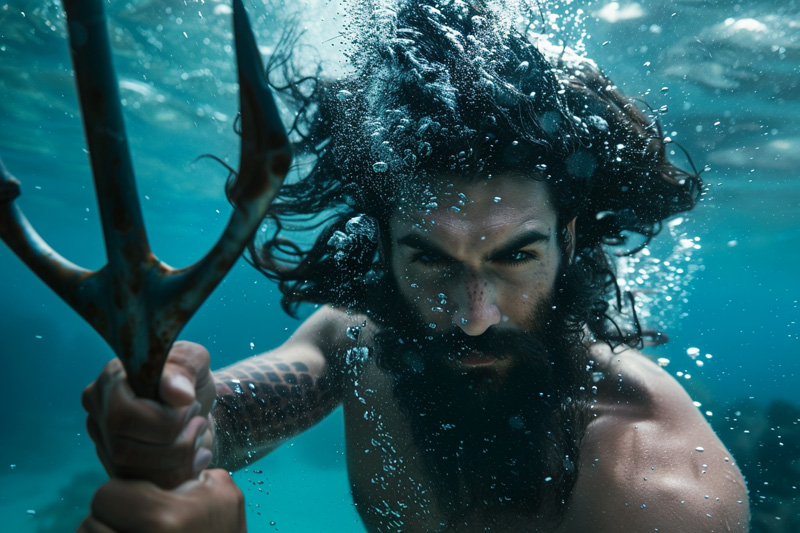 digital art of Poseidon as a younger Greek god