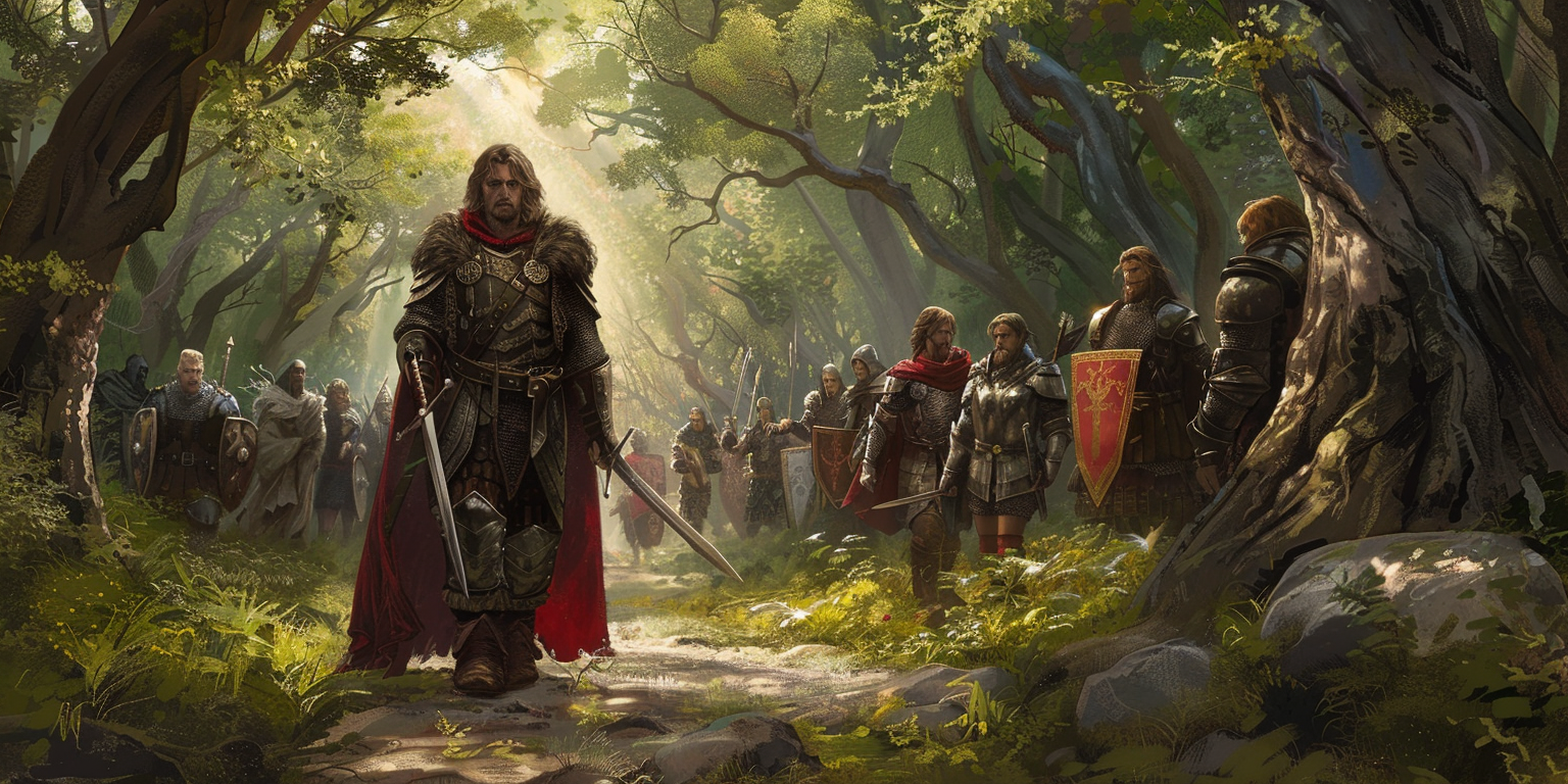 digital art of knights in the forest
