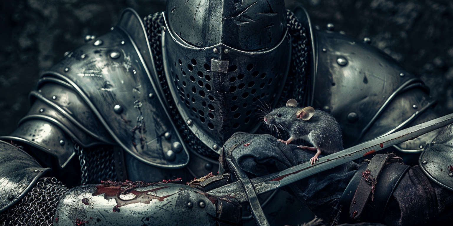 digital art of a knight and a mouse