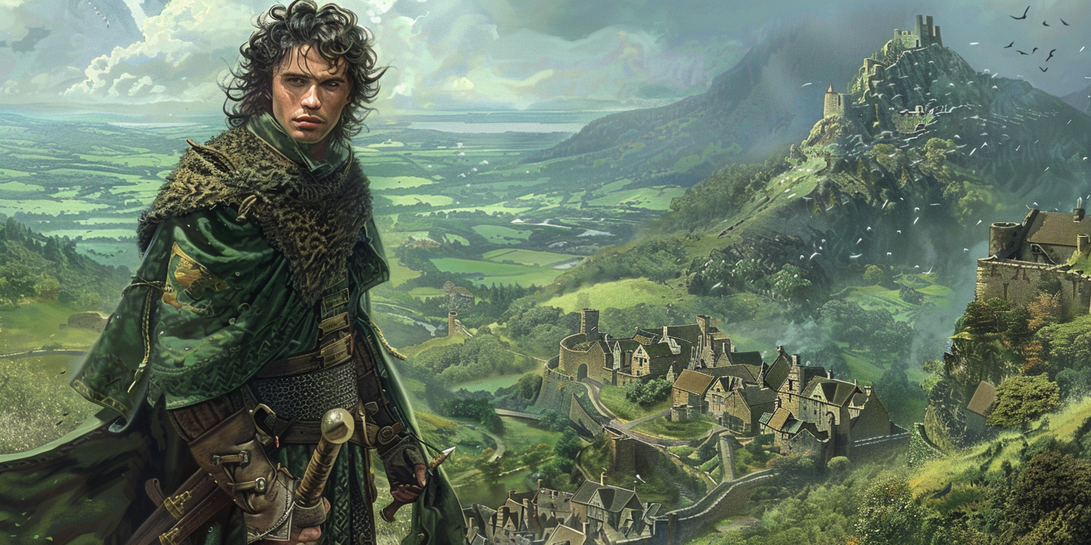 digital art of Rhonabwy the young warrior in the ancient land of Wales