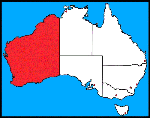 A map of Australia with West Australia highlighted red
