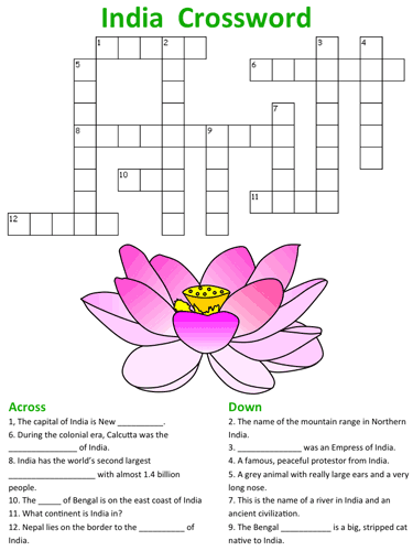India Crossword Puzzle