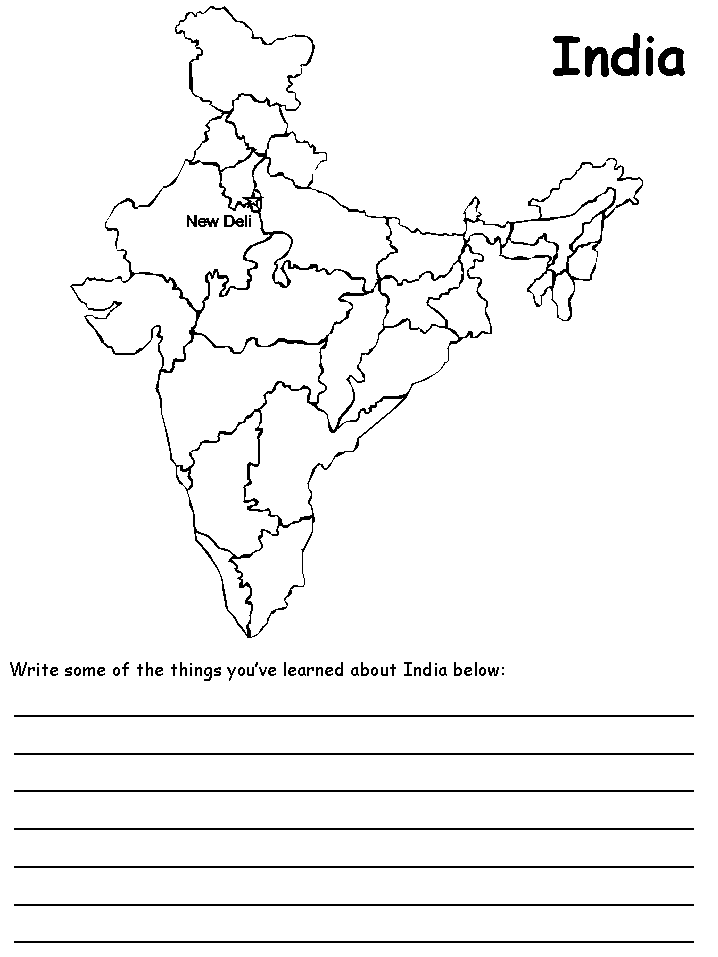 India Map Worksheet