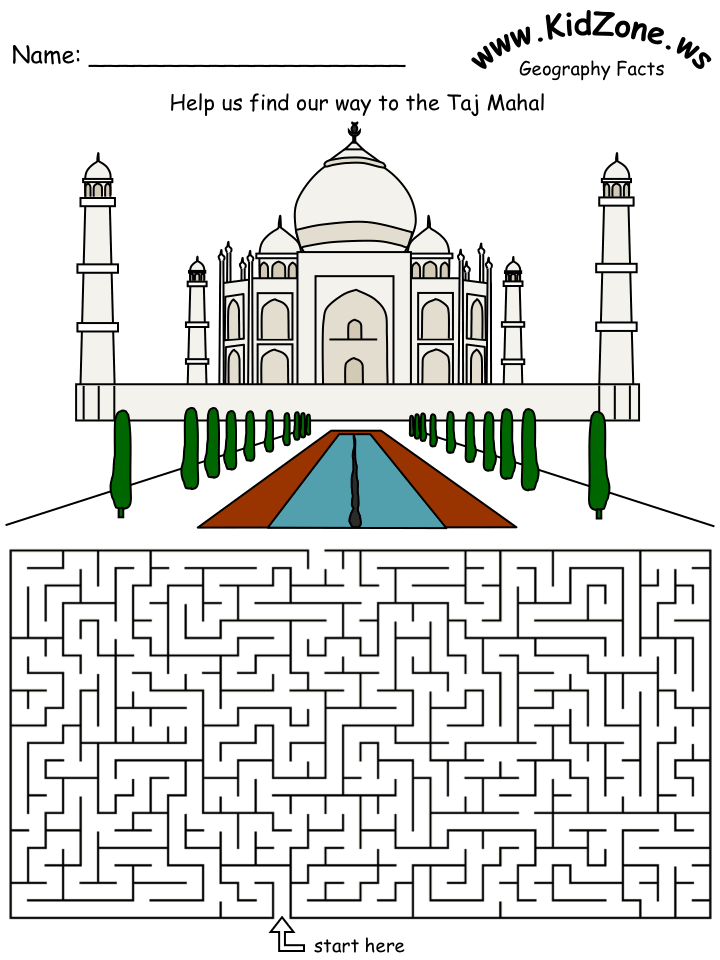 India maze worksheet