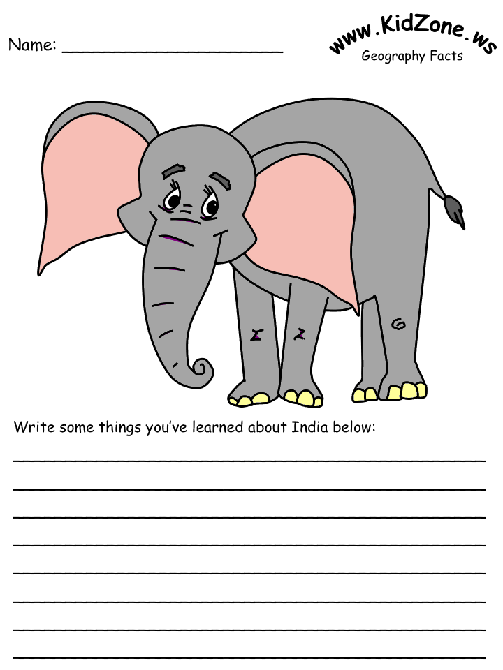 India What I've Learned Worksheet