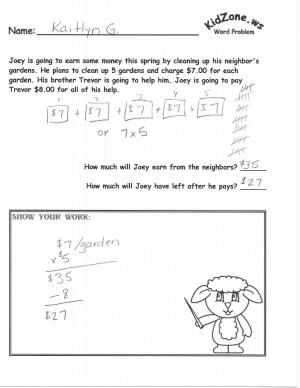 Spring math word problem worksheets
