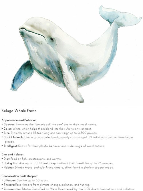 facts about beluga whales printable poster