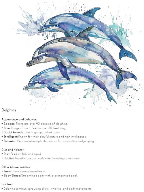 facts about dolphins printable poster