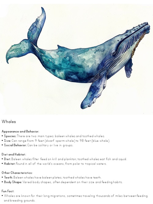 facts about whales printable poster