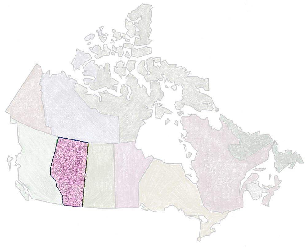 Carte du Canada montrant l'Alberta