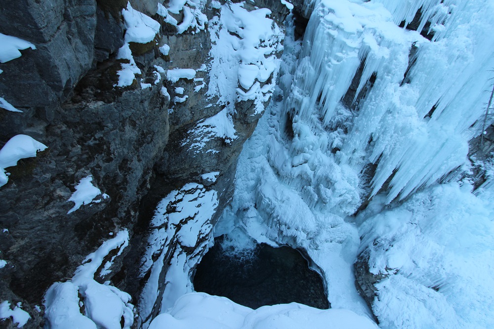 Cascades Upper falls enneigées