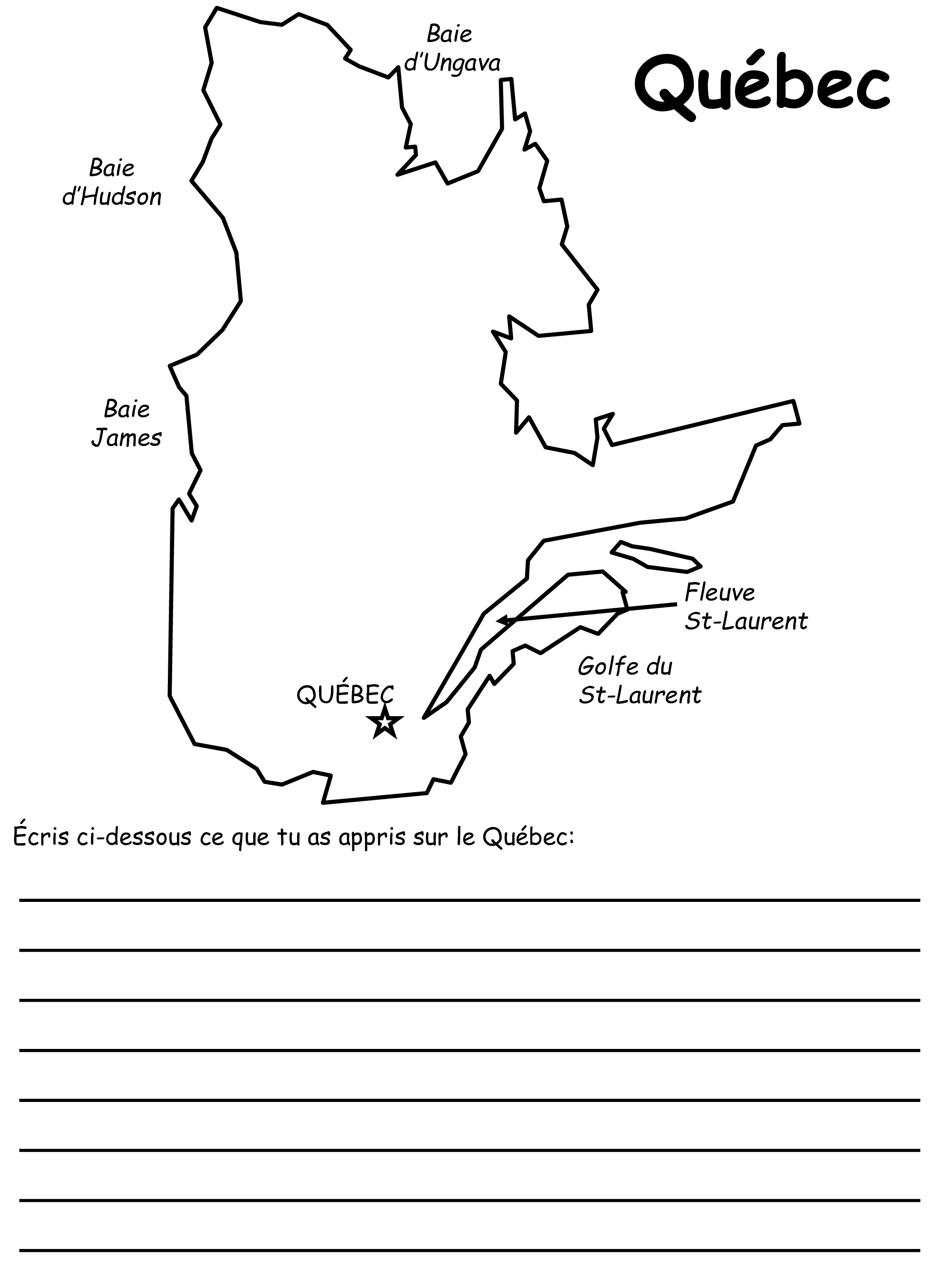 Carte du Québec et Réponse
