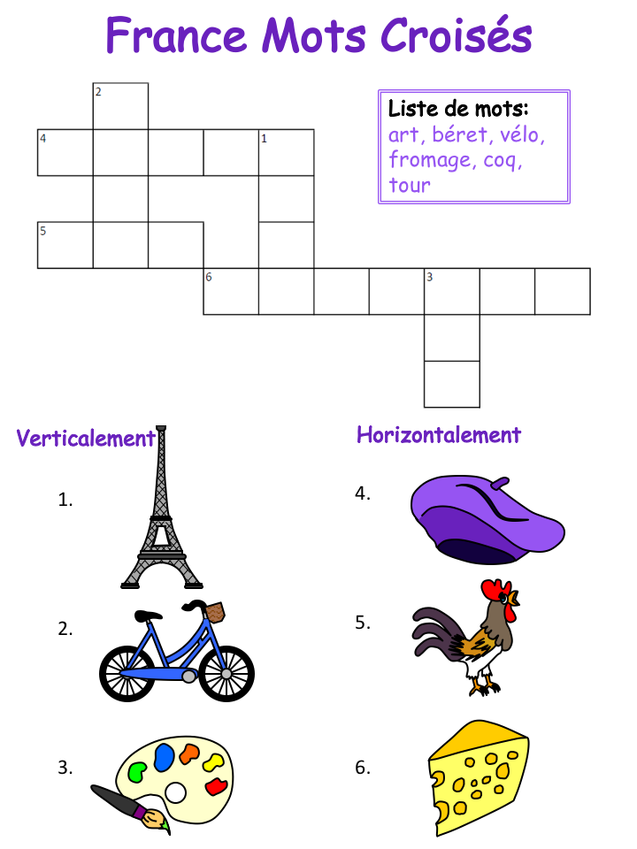 Mots croisés faciles - avec liste de mots