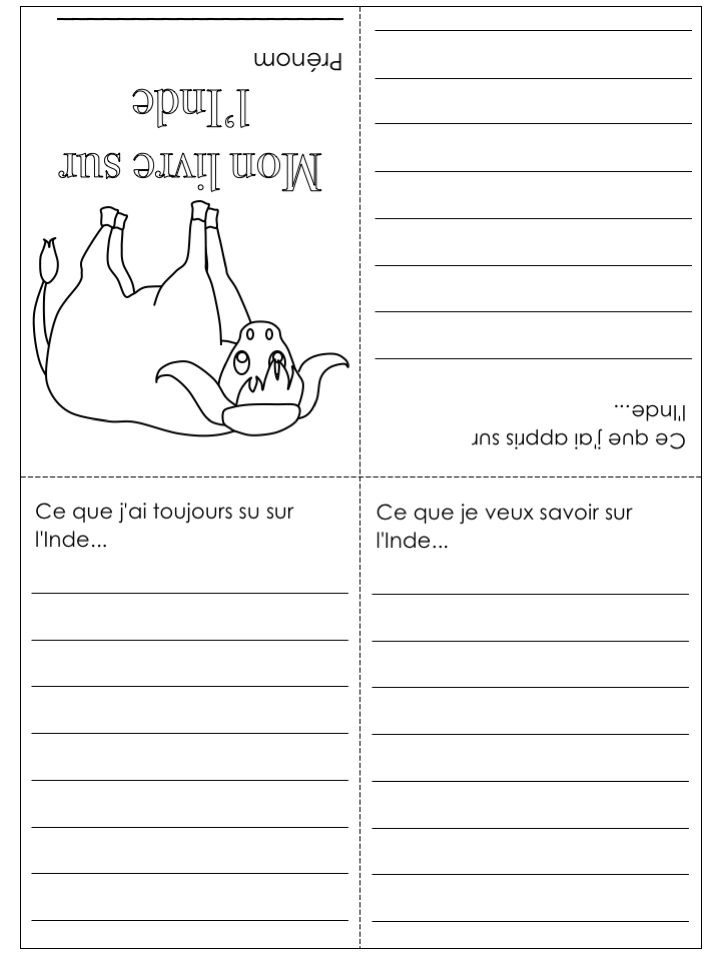 Activité: Mon Livre de L'Inde