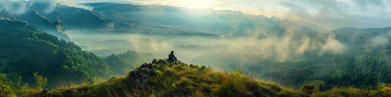 photo of a man in pristine nature