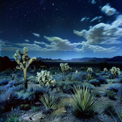 photo of the mojave desert at night