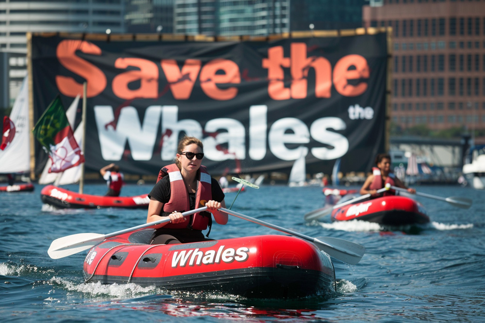 digital image of activism to save whales