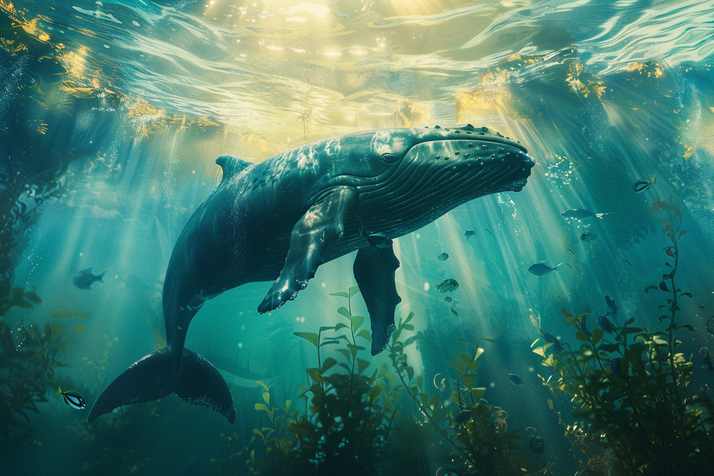 digital image of the whale under the sea